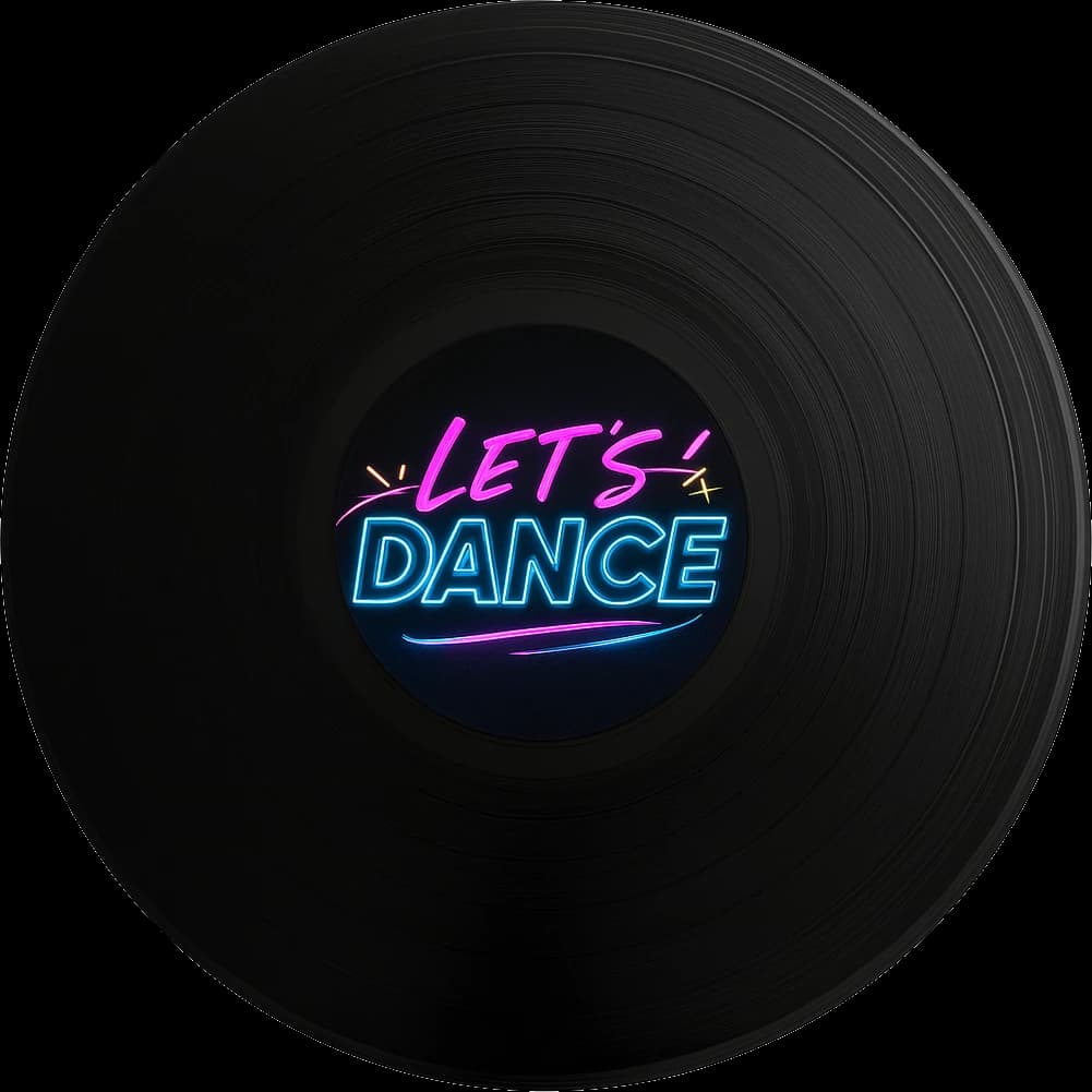 Δίσκος βινυλίου με το λογότυπο Let's Dance